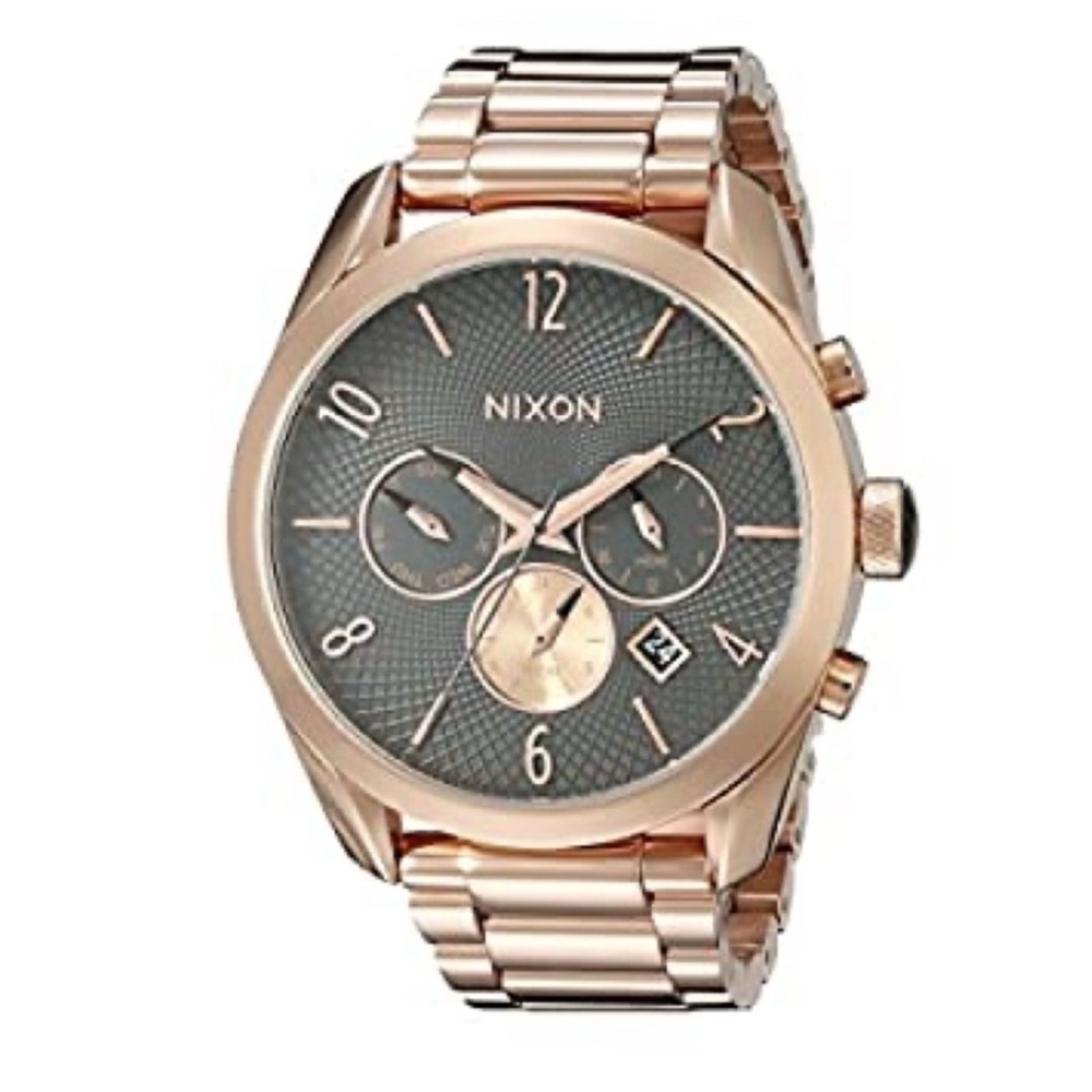 Nixon Men's Rose Gold and Black Chronograph Watch